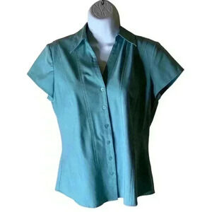 Style & Co Shirt Women's Size 4 Button Front Fitted Stretch Top Blouse
